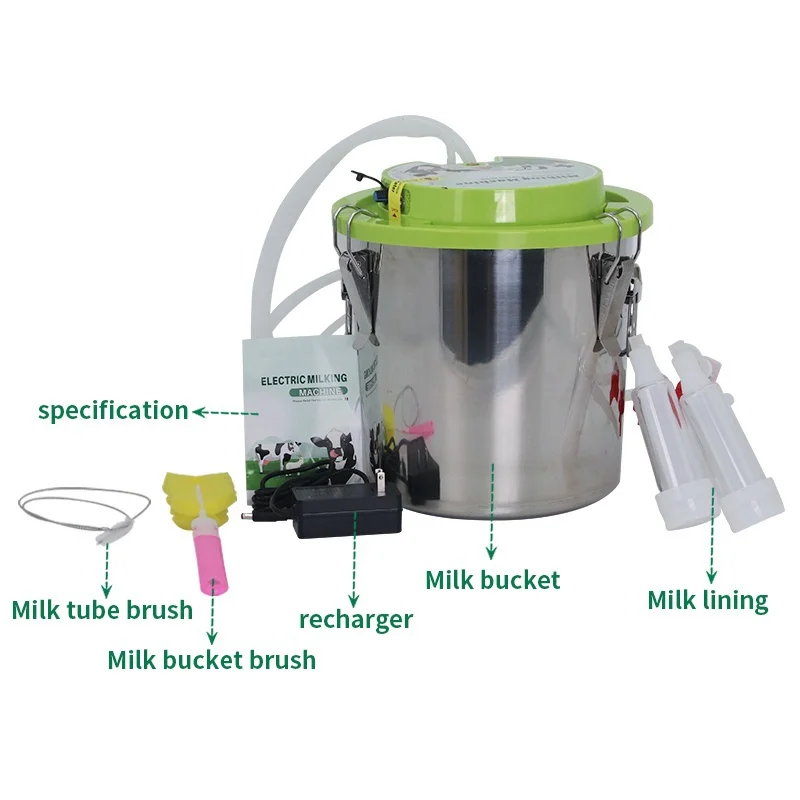 Electric Integrated Milking Machine, Pulse Type, Rechargeable, for Cows and Sheep, Portable Dairy Equipment