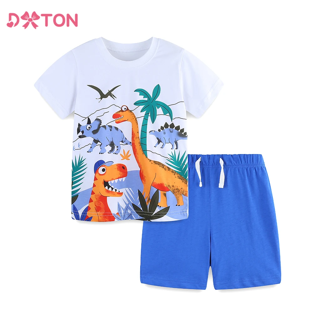 

DXTON Children 2Pcs Suit Short-sleeved Top + Shorts Summer Dinosaur Boys Clothing Set Toddler Boys T-shirts & Kids Pants 2-7 Yrs