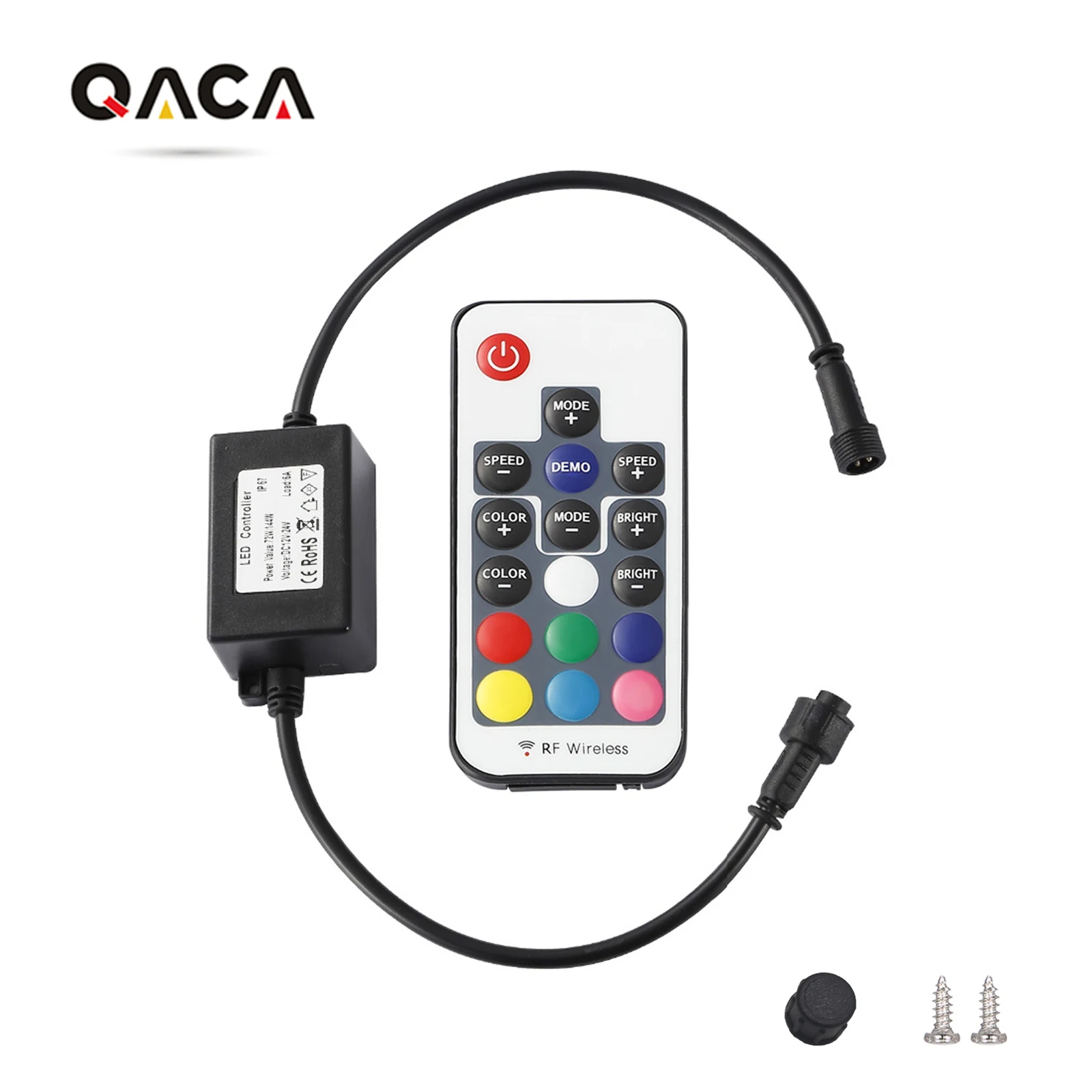 Impermeável Mini LED RGB Controller, Deck ao ar livre, sem fio, Inground Light Control com 24Key, DC 12V, IP67, 72W