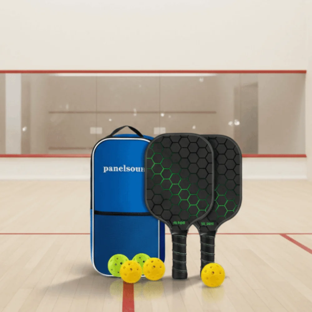 

Ракетка для пиклбола с поверхностью из стекловолокна. Легкий прочный набор весл для пиклбола. Нескользящая ручка. 4 мяча. Набор весла для пиклбола.