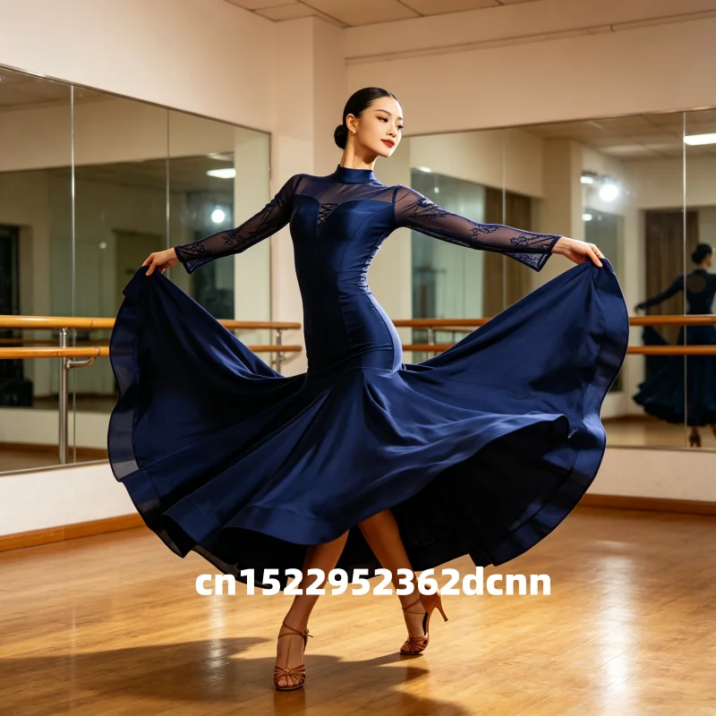Women's Sexy Modern Ballroom Dance Skirts National Standard Waltz Performance Dresses for Adults