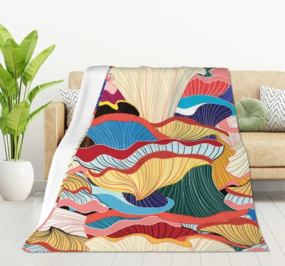 HGOD DESIGNS Manta de setas, súper suave y hermoso patrón gráfico de colorido manta de manta para cama, sofá, silla, otoño