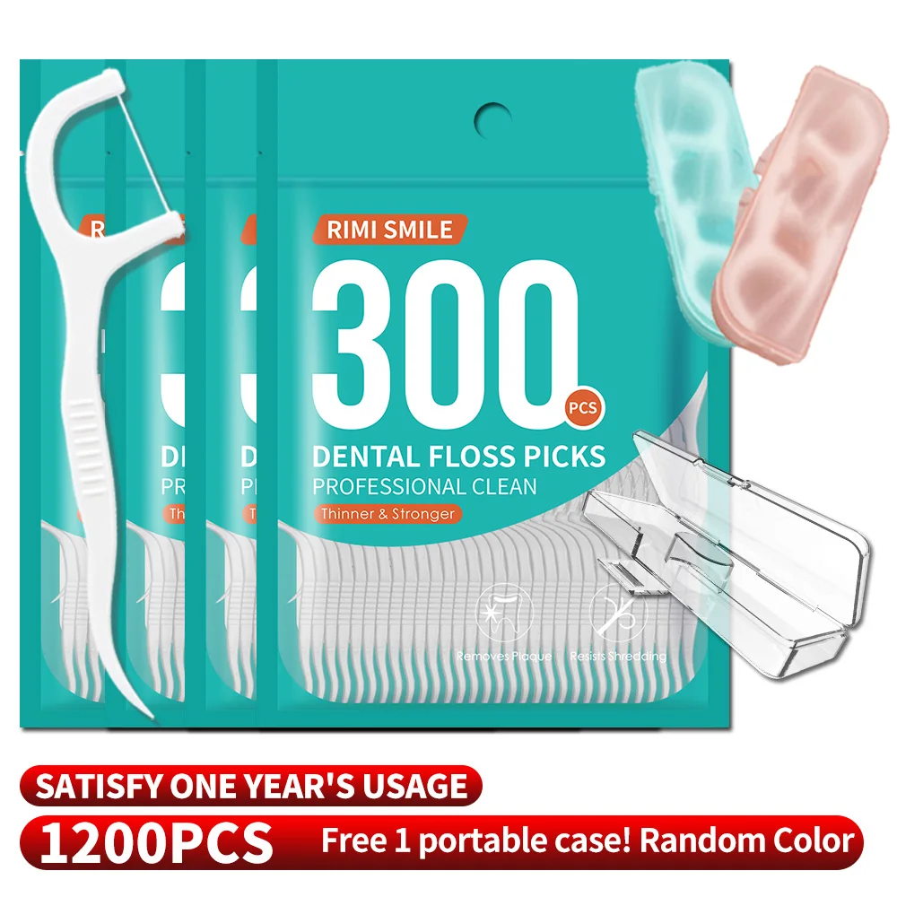 300/600/1200 قطعة من عصا خيط الأسنان، فرشاة بين الأسنان - (يتأتي مع صندوق خيط تنظيف الأسنان واحد) - مناسبة لنظافة الفم والأسنان ج