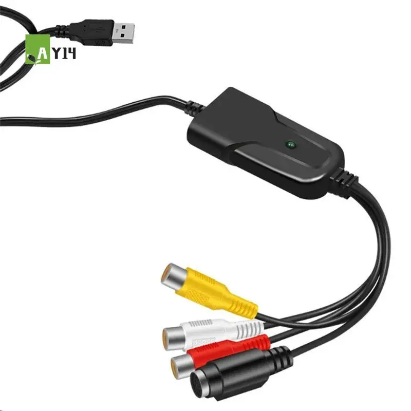 AY14 -USB 2.0 Video Capture Card AV RCA Digital To USB Converter Portable Adapter Video Cable For DV/VHS TV DVD Home Use Win 7