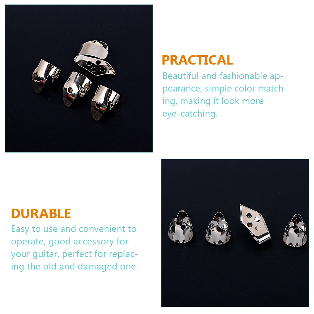 

4Pcs Metal Guitar Picks Set Durable Beautiful Fashionable for Acoustic Guitar Banjo Thumb Pick Finger Protector Long Use