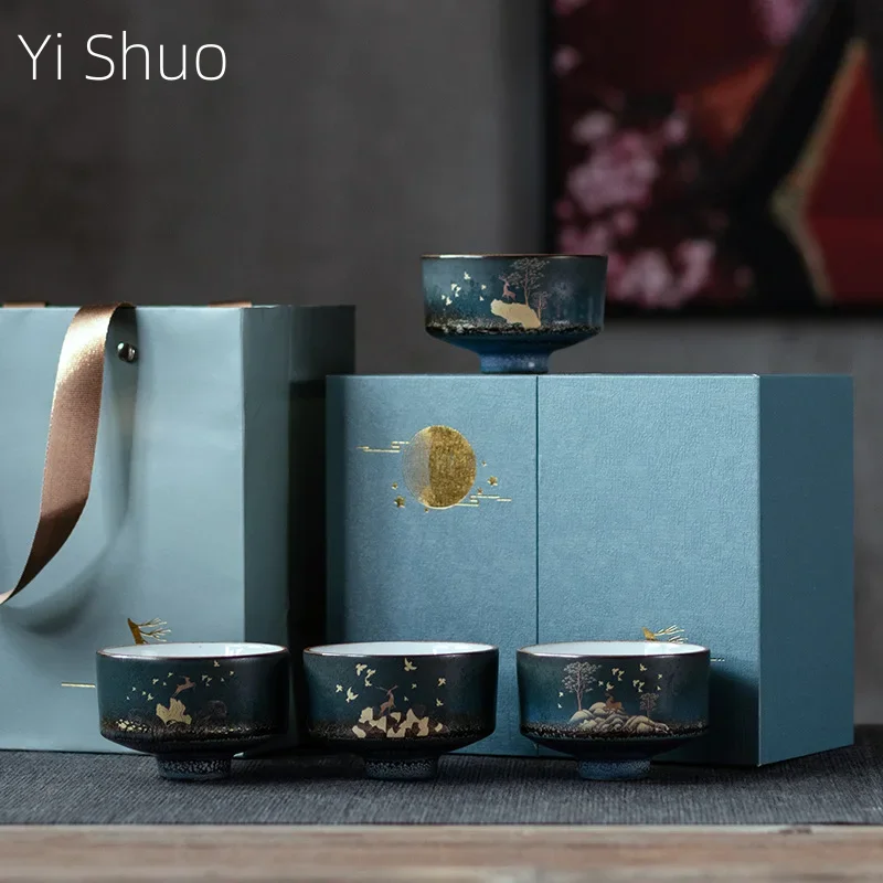 

Japanese Ceramic Kung Fu Tea Cup Tea Cup Fragrance-Smelling Cup Cup Gift Box Kung Fu Tea Set Ceremonial Cup Porcelain Teacups