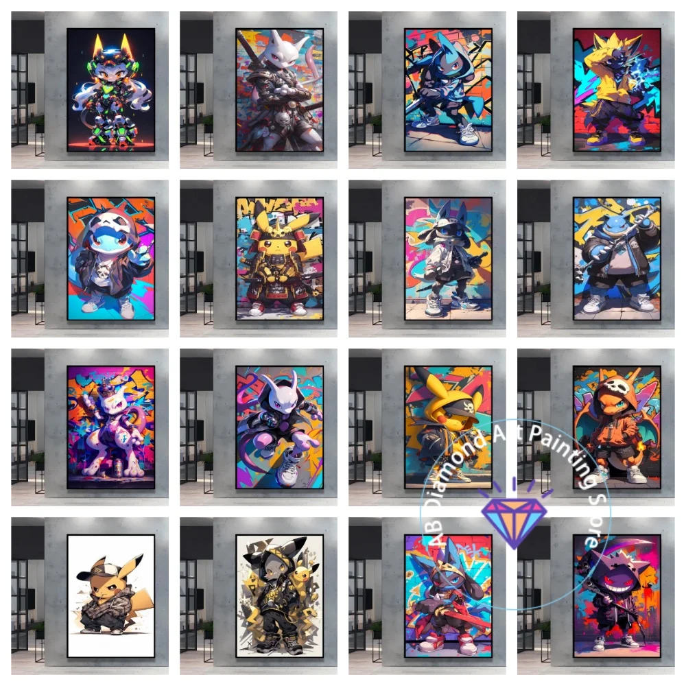

Gorgeous and Colorful Pokemon Mewtwo Square Round AB Diamond Painting Kit 5D DIY Stitch Handmade Art Gift Crafts Home Decor Gift