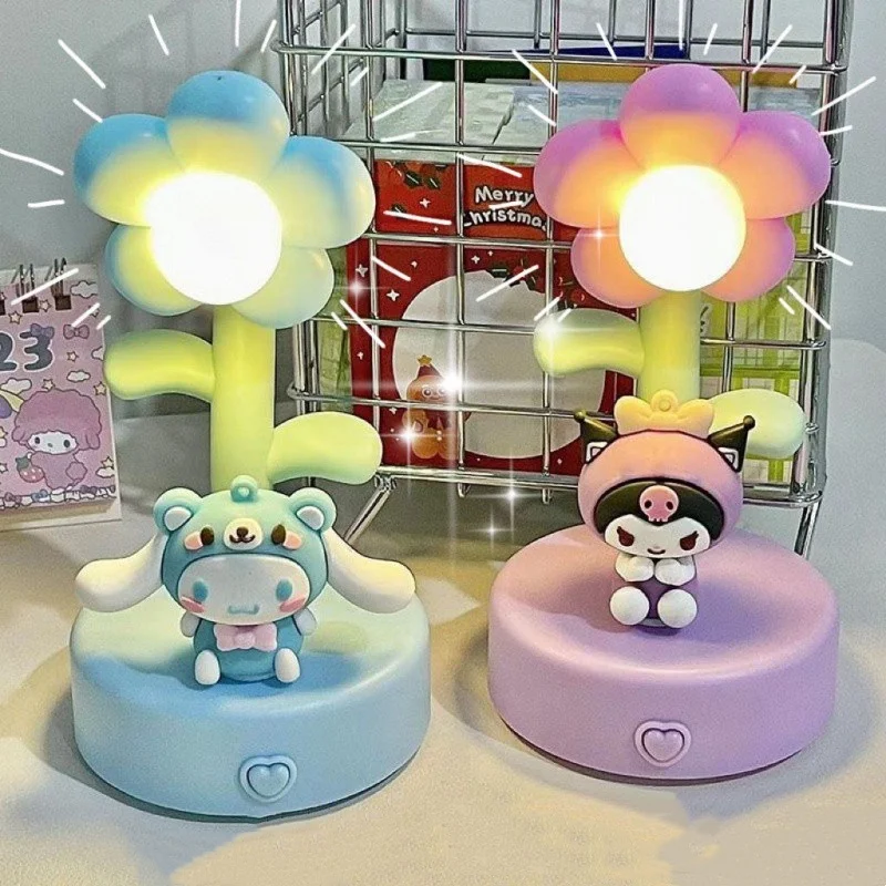 MINISO Sanrio Table Lamp Cinnamoroll Sunflower Night Light Children's Cute Sunset Lamp Room Indoor Cartoon  Lamp Lighting Gift