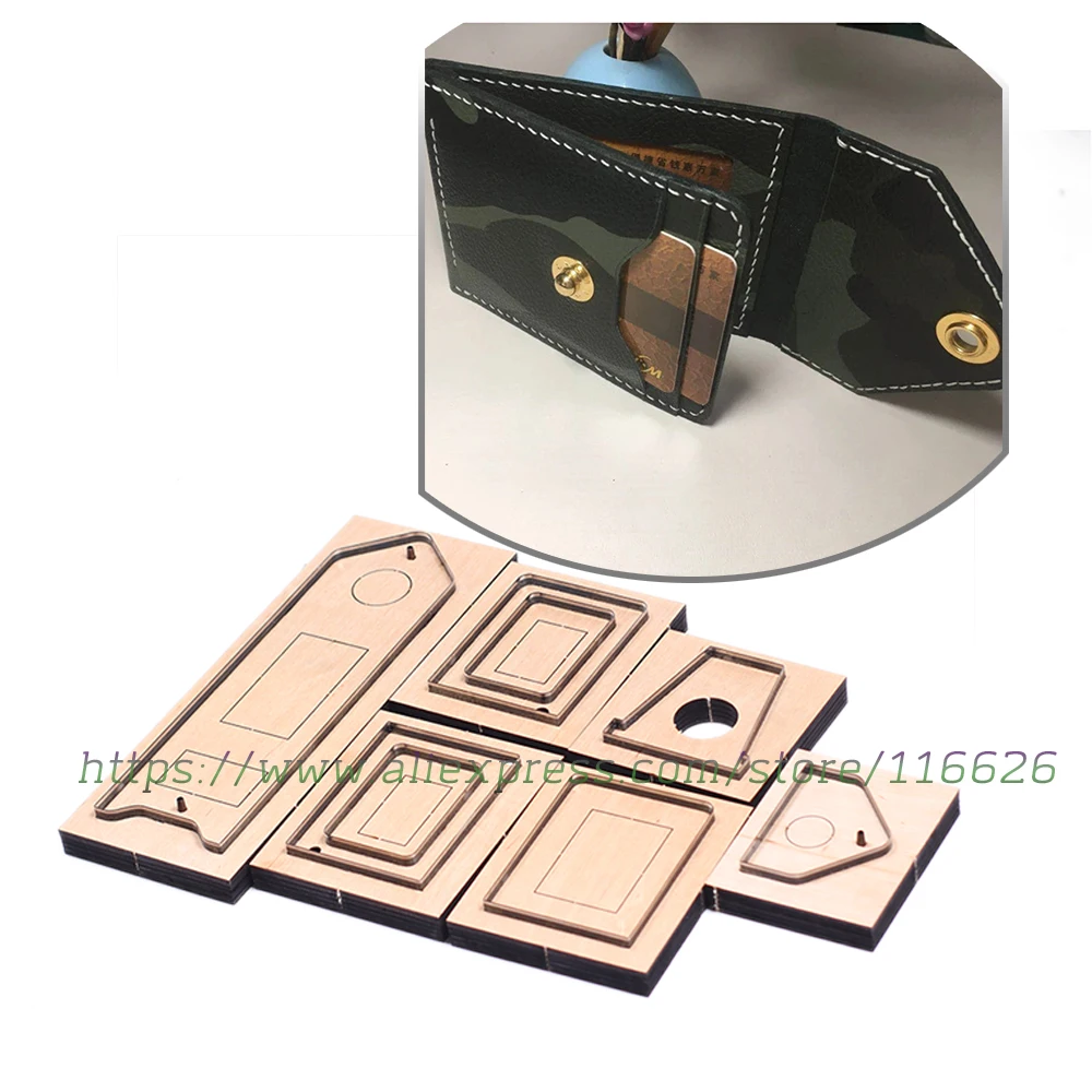 DIY artesanía de cuero doble plegado tarjetero troquelado cuchillo molde metal ahuecado punzón conjunto de herramientas 30x8cm