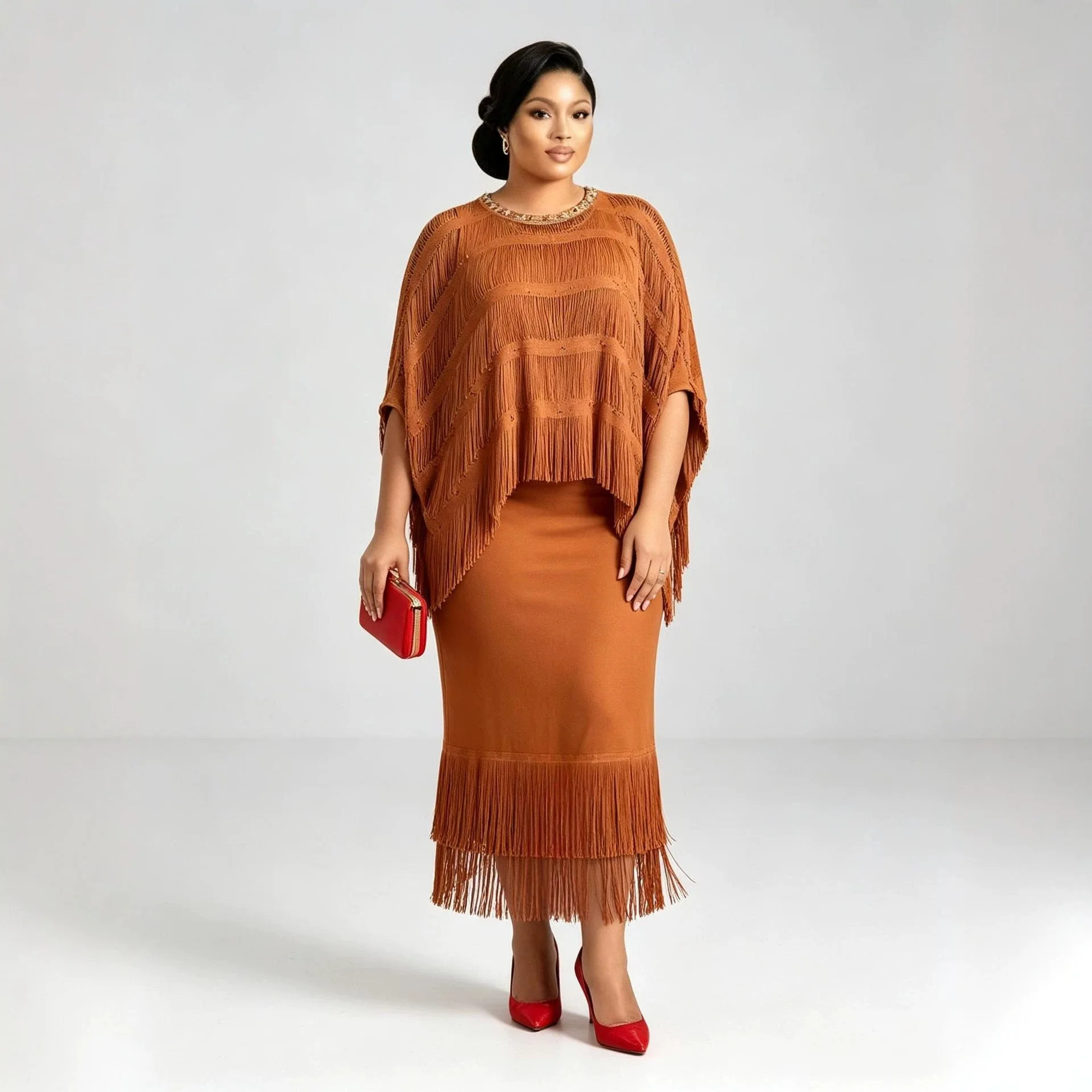 Miyake Fashion Fringed Pleated Loose Suit Summer New Irregular Top Skirt Slim Two-piece Set
