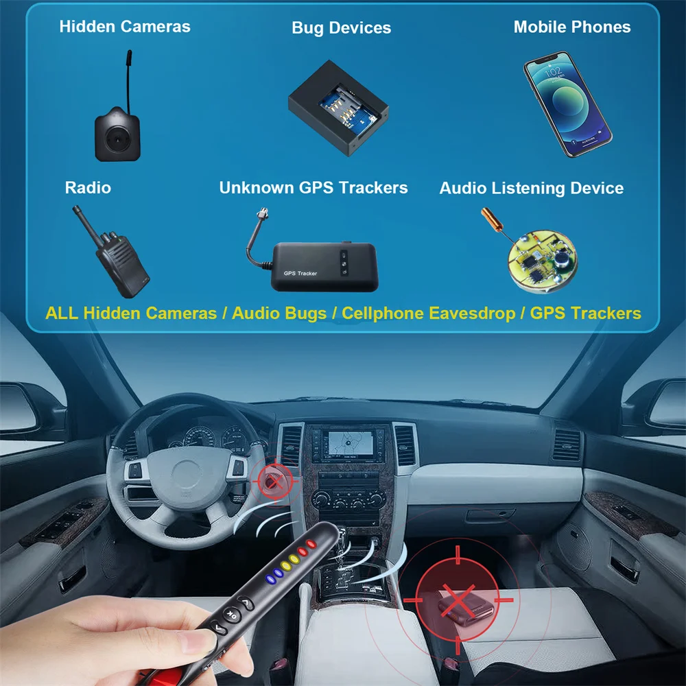 Imagem -06 - Anti Espião Detectores de Câmera Escondida Alarme de Proteção sem Fio Detector de Sinal rf Wifi Gsm Dispositivo Gps Rastreador ir Localizador Scanner G718