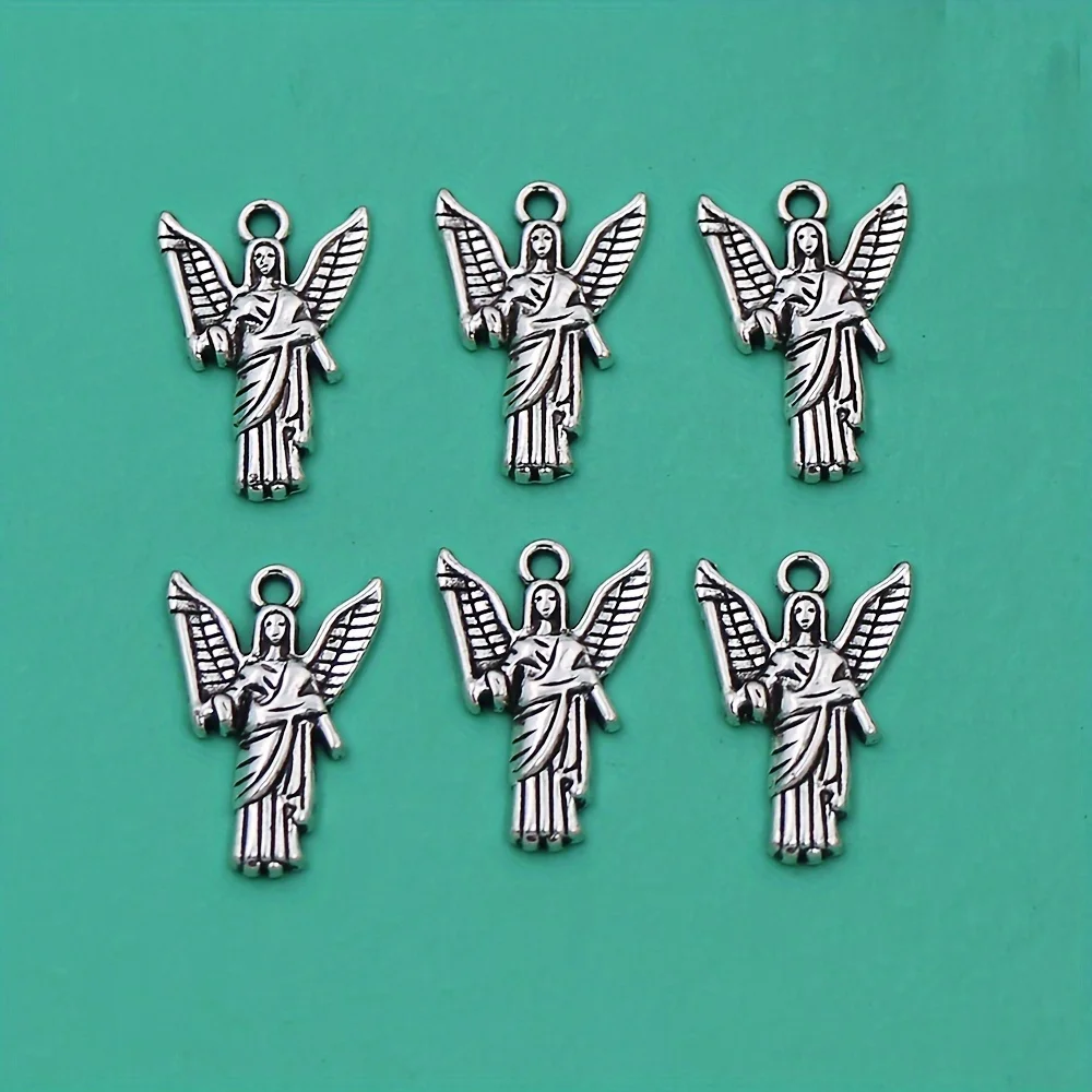 19pcs Archangel Michael Protection Pendant Charms 18x12mm Catholic Religious Jewelry for Rosary Bracelets