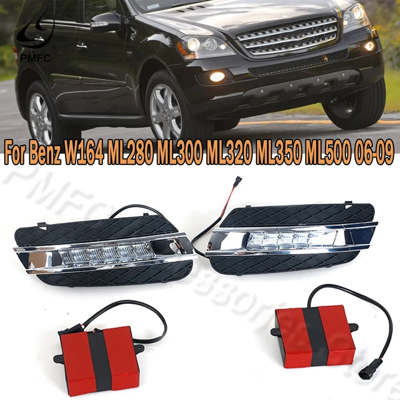 

For Mercedes Benz ML350 W164 ML280 ML300 ML320 2006 2007 2008 2009 1Pair LED DRL Daylight Fog Lamp Daytime Running Light Lamp