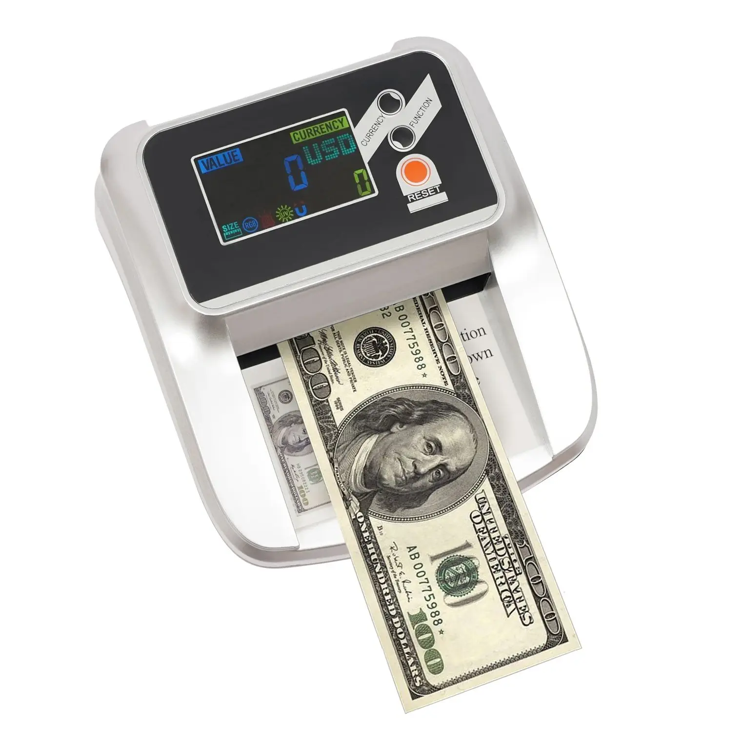 

Portable Money Counter Dollar Counterfeit Bill Detector Automatic Money Detection By UV MG IR Image for Banks Shops