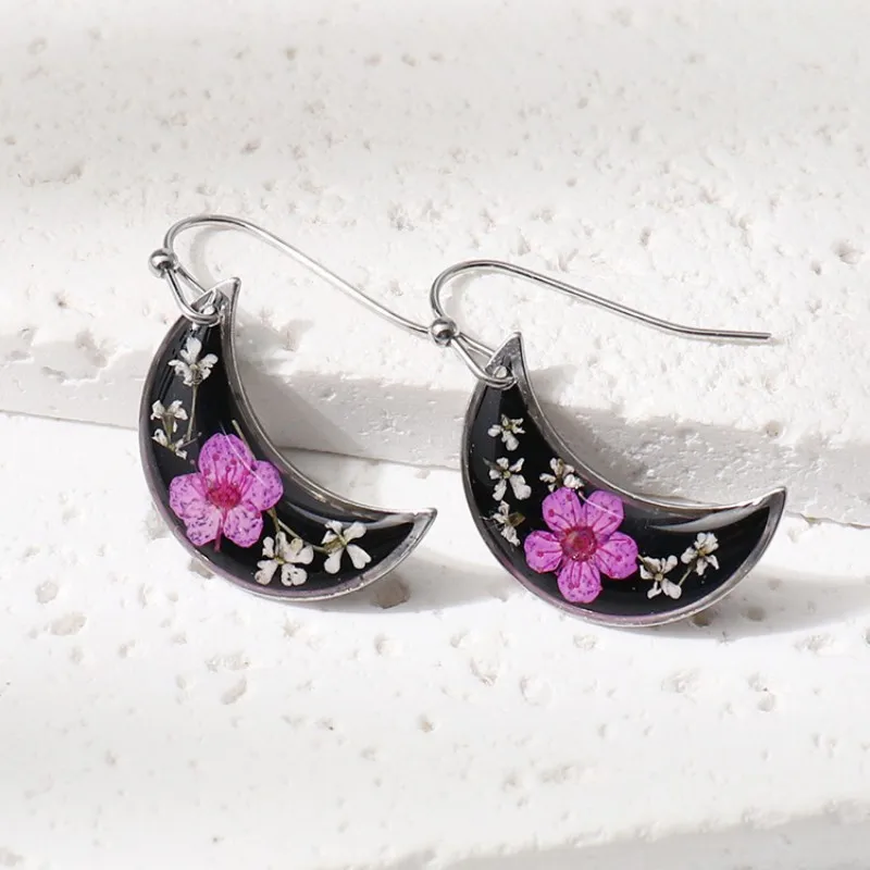 Pressed Flower Geometric Earrings Epoxy Resin Jewelry For Women 20