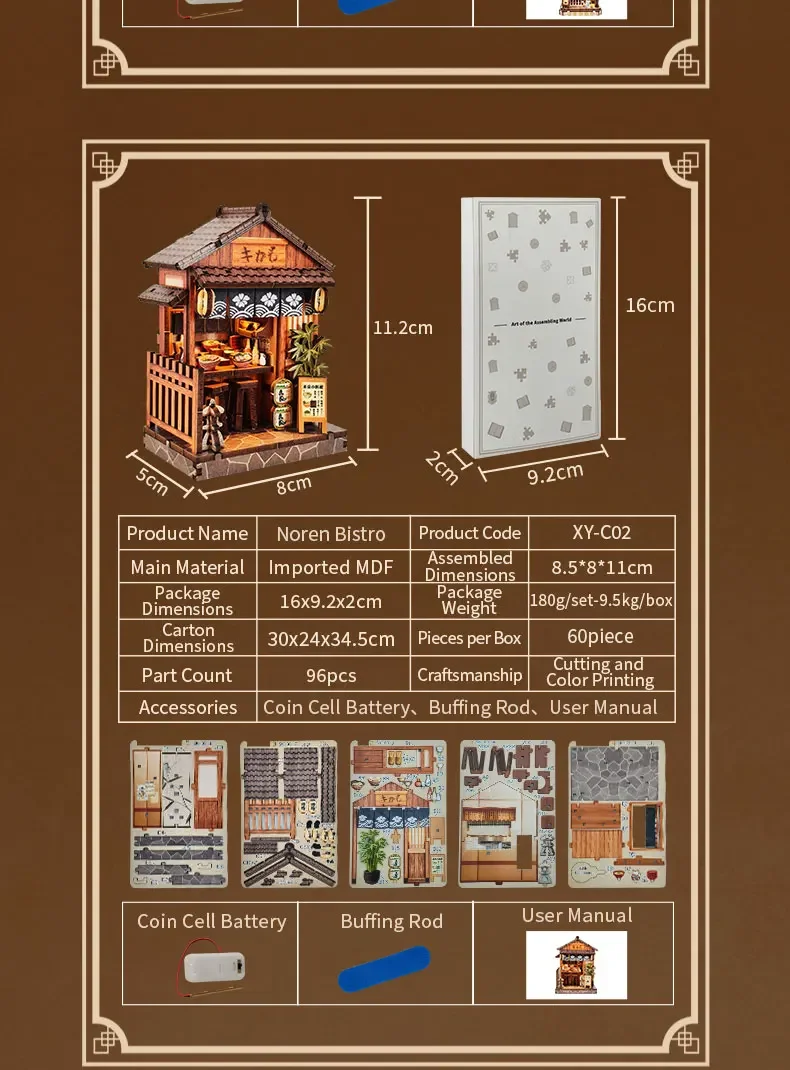 DIY Holz-Miniatur Japanische Taverne mit Beleuchtung als Geburtstagsgeschenk für Freunde, Heimdekoration und Bastelarbeiten – Detail 17