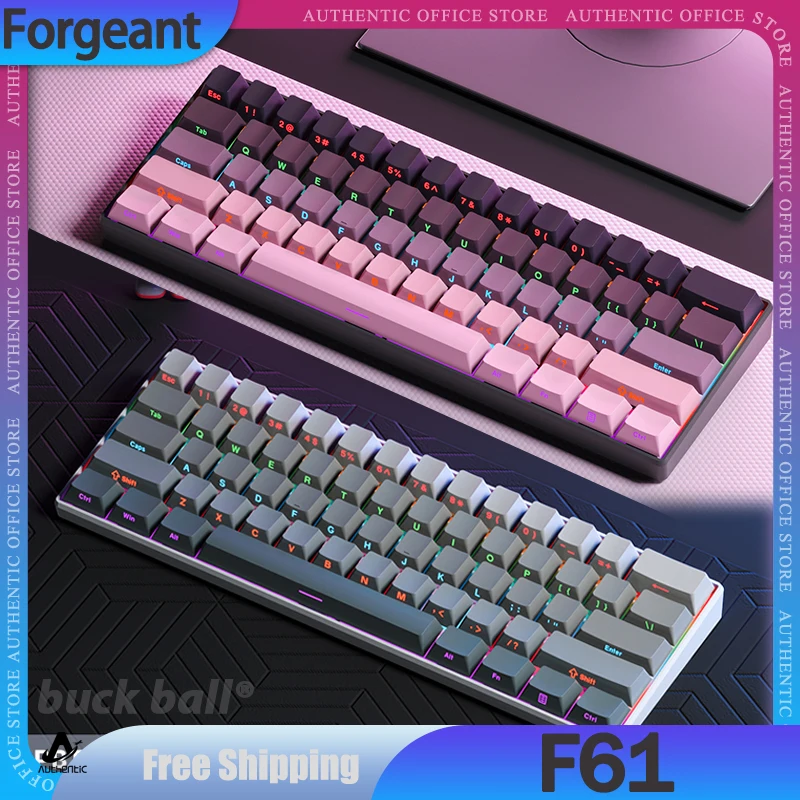 

Forgeant F61 Mechanical Keyboard Portable 61Key Wired Keyboard Gradient Keyboard Keycaps PBT Keyboard Office Game Keyboard Gift