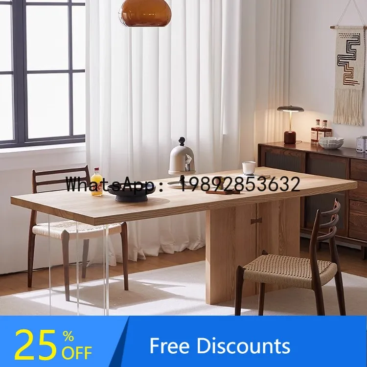CZ Simple Solid Wood Tea Table Acrylic White Ash Wood Tea Desk Office Solid Wood Floating Table