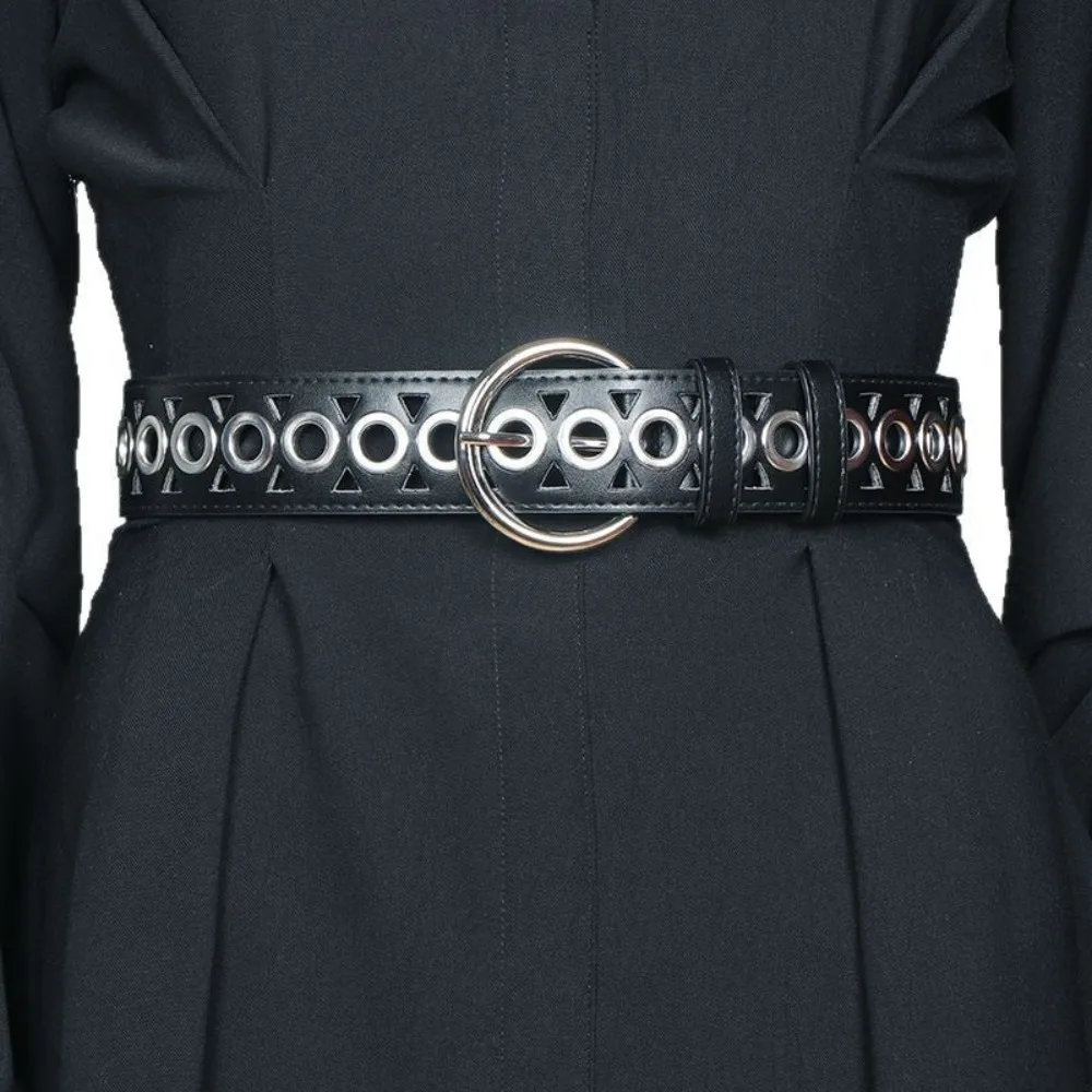 أنيقة مشبك معدني بولي حزام حزام جلد الشرير الكورية نمط واسعة حزام الجينز بنطلون ديكور فستان ديكور Y2K فتاة حزام الخصر الطرف