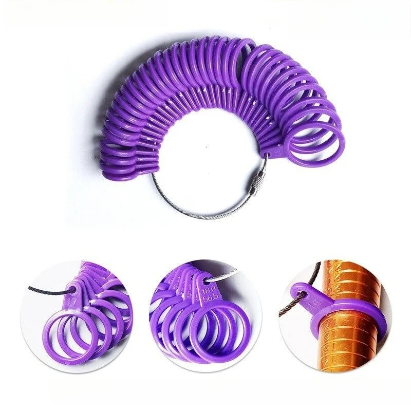 1pc Plastic Jewellery Measuring Ring Tool Ring Finger Gauges Sizer Meter Hand Loop US 0-13 for DIY Jewelry Size Tools