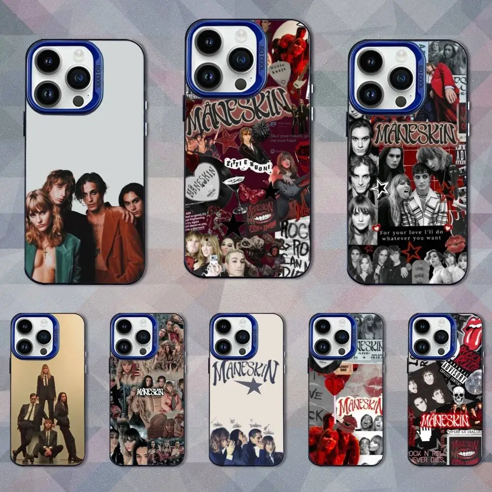 

Hot M-Maneskin Band Phone Case For iPhone 16,15,14,13,12,11,Mini,Pro,SE,XS,MAX Blue Matte Silicone Cover