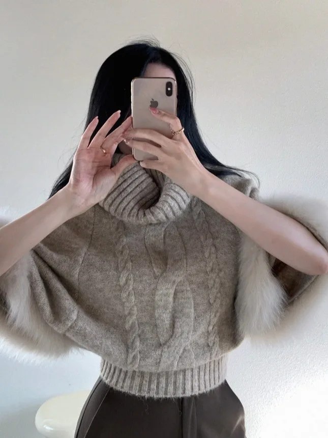 Корейский вязаный свитер с закрученным плечом, женский осенне-зимний капюшон «летучая мышь», вязаный топ Faion Sensation