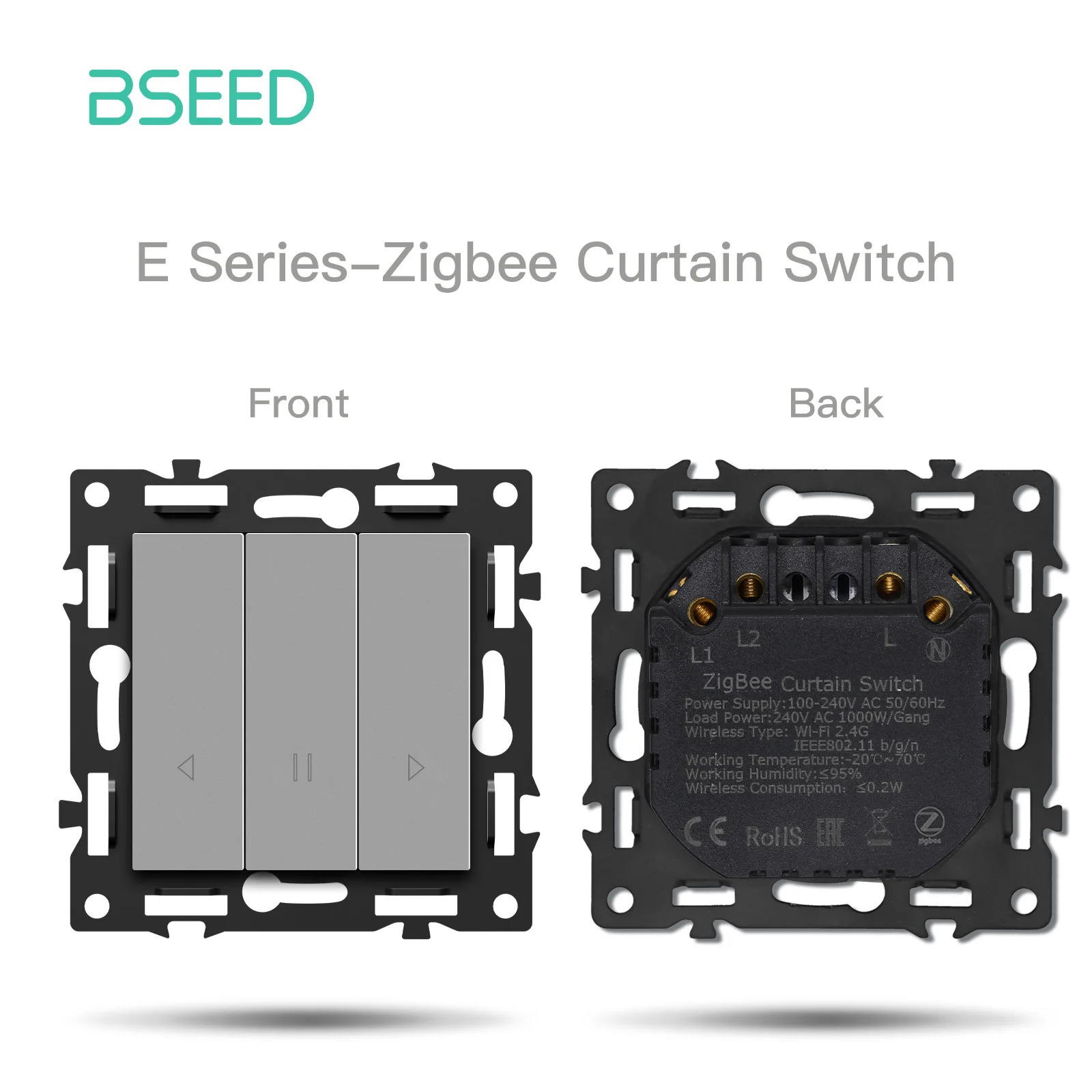 BSEED Zigbee Gordijn/Dimmer/Roller Click Switch Modules Smart Switch Onderdelen Glazen Frame DIY Combinatie Shutter Switch E-serie