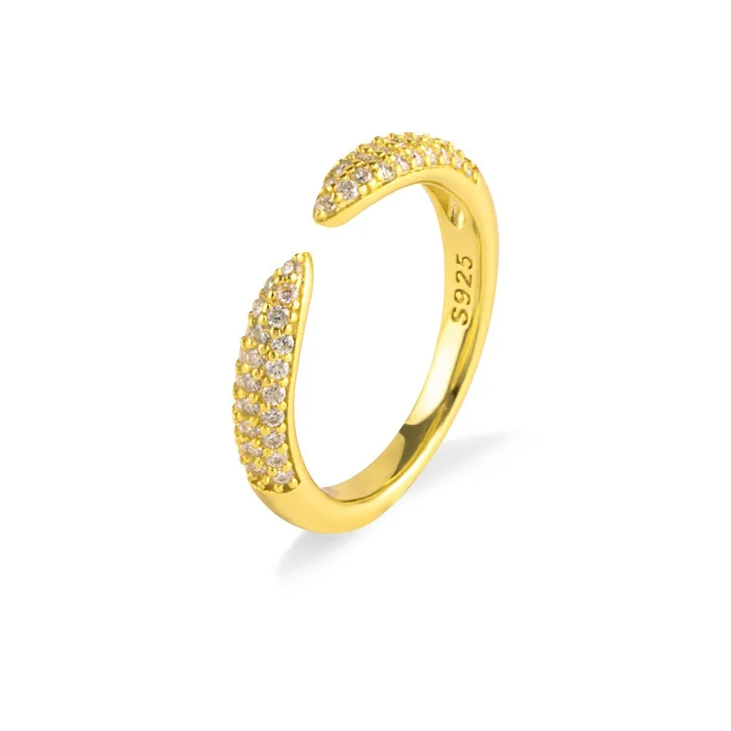 

Открытое кольцо из стерлингового серебра 925 пробы с ледяным муассанитом для женщин, ювелирные изделия, позолоченные обручальные кольца 18 карат, пройти тестер бриллиантов