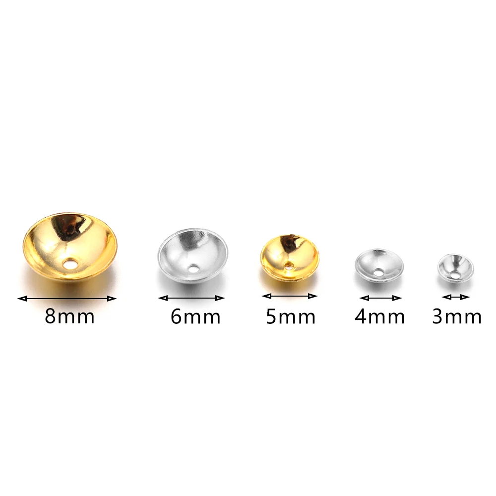 50-200pcs/lot Stainless Steel Pearl Base Tray Round Bead Caps  Loose Spacer Beads For Jewelry Making DIY Bracelet Accessories