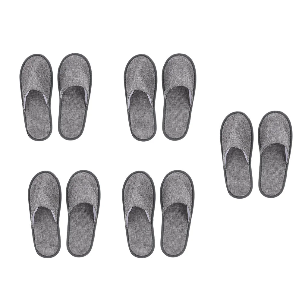 

10Pcs Simple Travel Folding Slippers Household Slippers Portable Trip Slippers (Grey) Hotel Slippers Cotton Linen Slippers