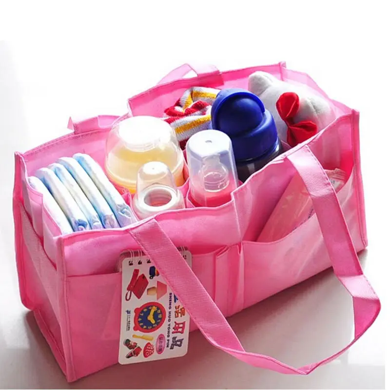 New Hot Portable Multifunction Mummy Hand Bag Baby Bottle Diaper Storage Tote Environmental Non-Woven 7 Separate Bag