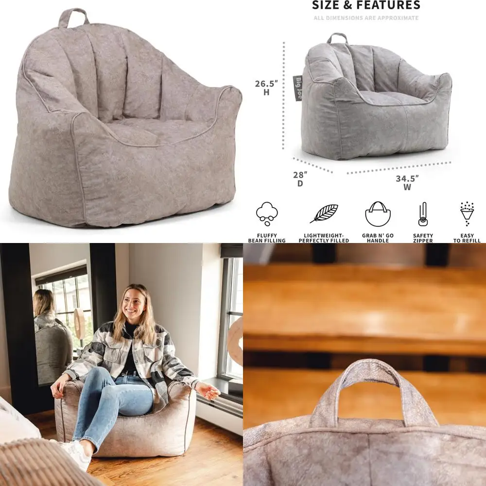 

Gray Vegan Suede 3-Foot Hug Bean Bag Chair