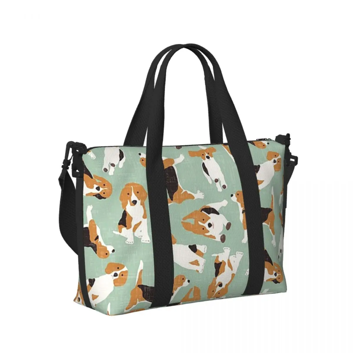 

Пользовательские Beagle Scatter Mint Пляжная дорожная сумка Большая вместительная сумка-тоут для тренажерного зала Йога Женская дорожная сумка для покупок