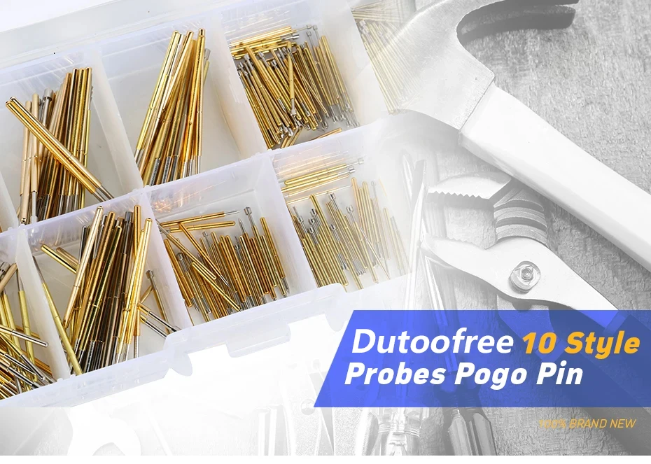 500-teiliges Federprüfspitzen-Set P50/P75/P100 Serie, vergoldete Pogo-Pins für PCB ICT-Tests, 10 Tipptypen, je 50 Stück – Detail 1