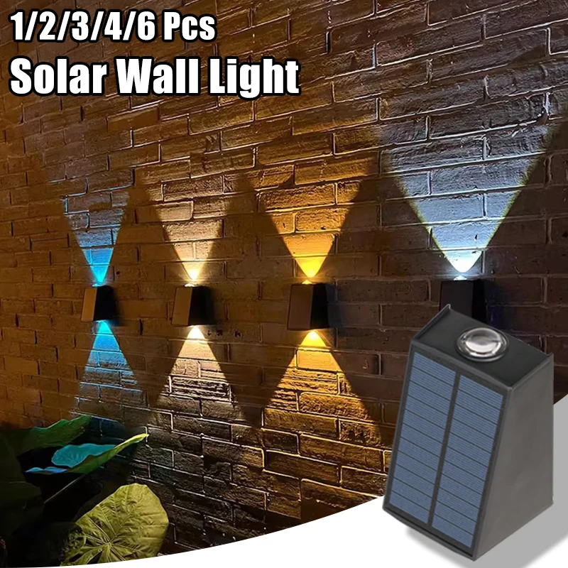 Lâmpada de parede solar impermeável, luz LED ao ar livre, decoração do jardim, iluminação para pátio, iluminação da varanda, 1 Pc, 2 Pcs, 3 Pcs, 4