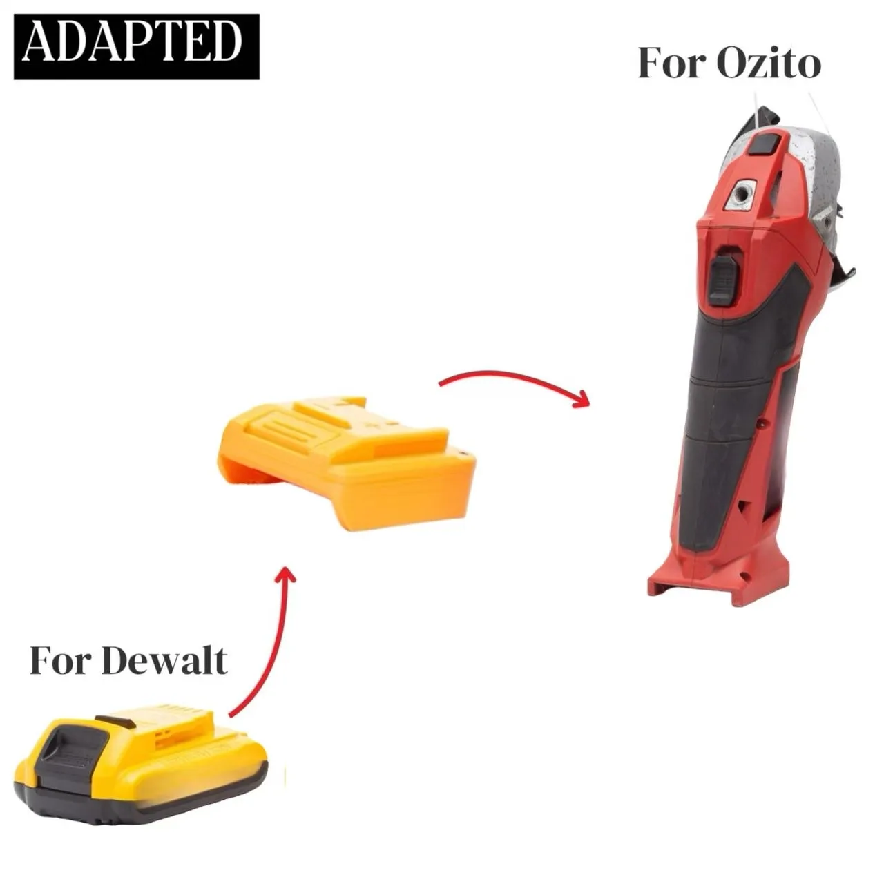 

Для адаптера литиевых батарей Dewalt 18 В в преобразователь инструментов Ozito 18 В (инструменты и аккумулятор в комплект не входят)