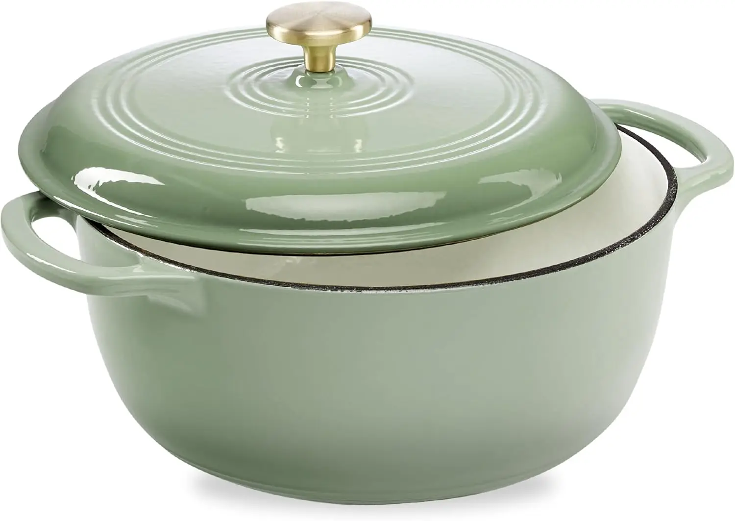 

6 Quart Enamel Cast-Iron Round Dutch Oven, Family Style Heavy-Duty Pre-Seasoned Cookware for Home, Kitchen, Dining Room