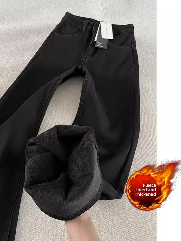 

Cleanfit Men's Fce Lined Jeans mid Waist Straight Leg Loose Fit Thi Long Trousers American Sle Bell Bot for Autumn...