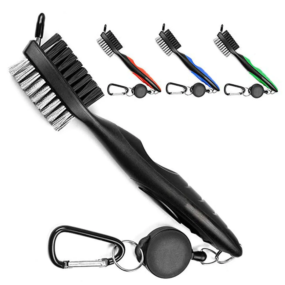 1Pcs Golf Club Brush Retractable Zip Line Stainless Steel Groove Cleaner for Shoes Clubs Spike Mud Sand Removal