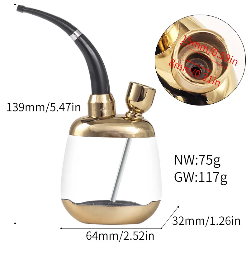High Quality Business Portable Water Smoking Pipe with Bent Type Handmade Smoking Accessories Glass Hookah Cigarette Filter view 5