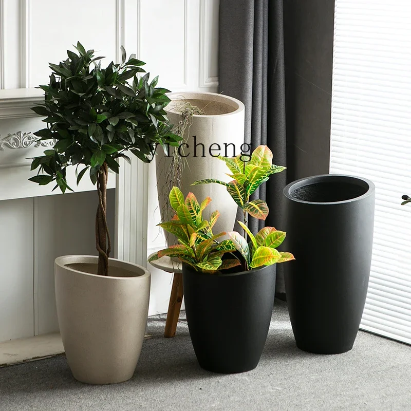 L7-14 premium floor-to-ceiling oblique flower pot rubber tree bird of paradise lily bamboo magnesium mud flower pot large