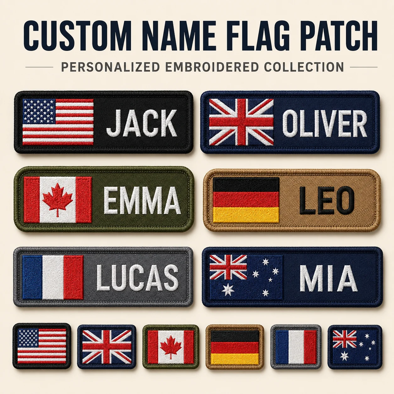 Custom Name Flag Patches Personalized Embroidered Country Badge Hook and Loop for Jackets Backpacks Uniforms Teams Outdoor Gear