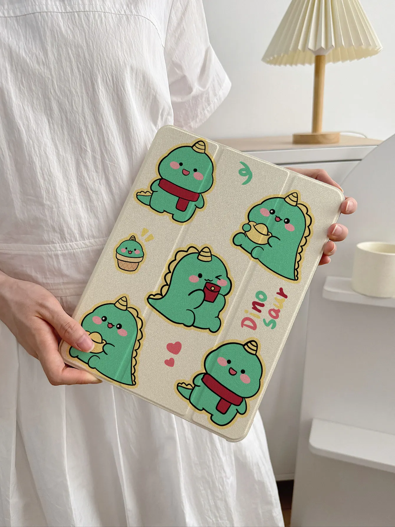 Cute Dinosaur Tablet Case, Suitable for iPad Case Ipad7/8/9 Tablet Cover 2022 Apple Air5/4/3 Ninth Generation 10.2 70% off Pro11 Full Cover 2024 Mini 7 New Model Air6/Ipad Tenth Generation Protective Case/Air 11 (M3)/I