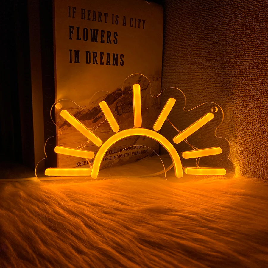 

Sun Led Neon Sign, Orange Sunrise And Sunset Sign Bohemian Wall Decor, Usb Powered, Bedroom, Bar, Game Room, Office Wall Lamp.
