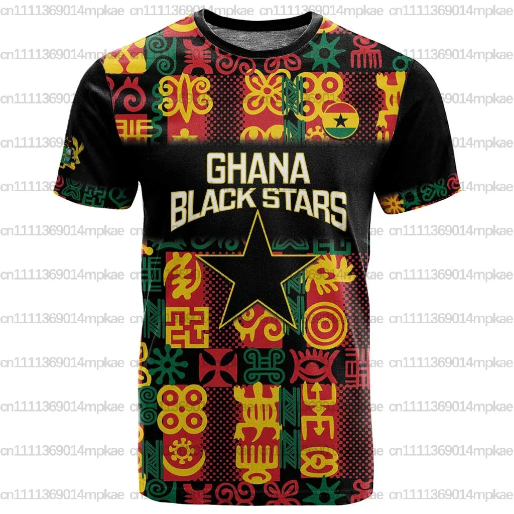 

Ghana Retro Trend Personalized Jersey Print Men's Crew Neck Short Sleeve T-Shirt Loose Casual Sports Training Top