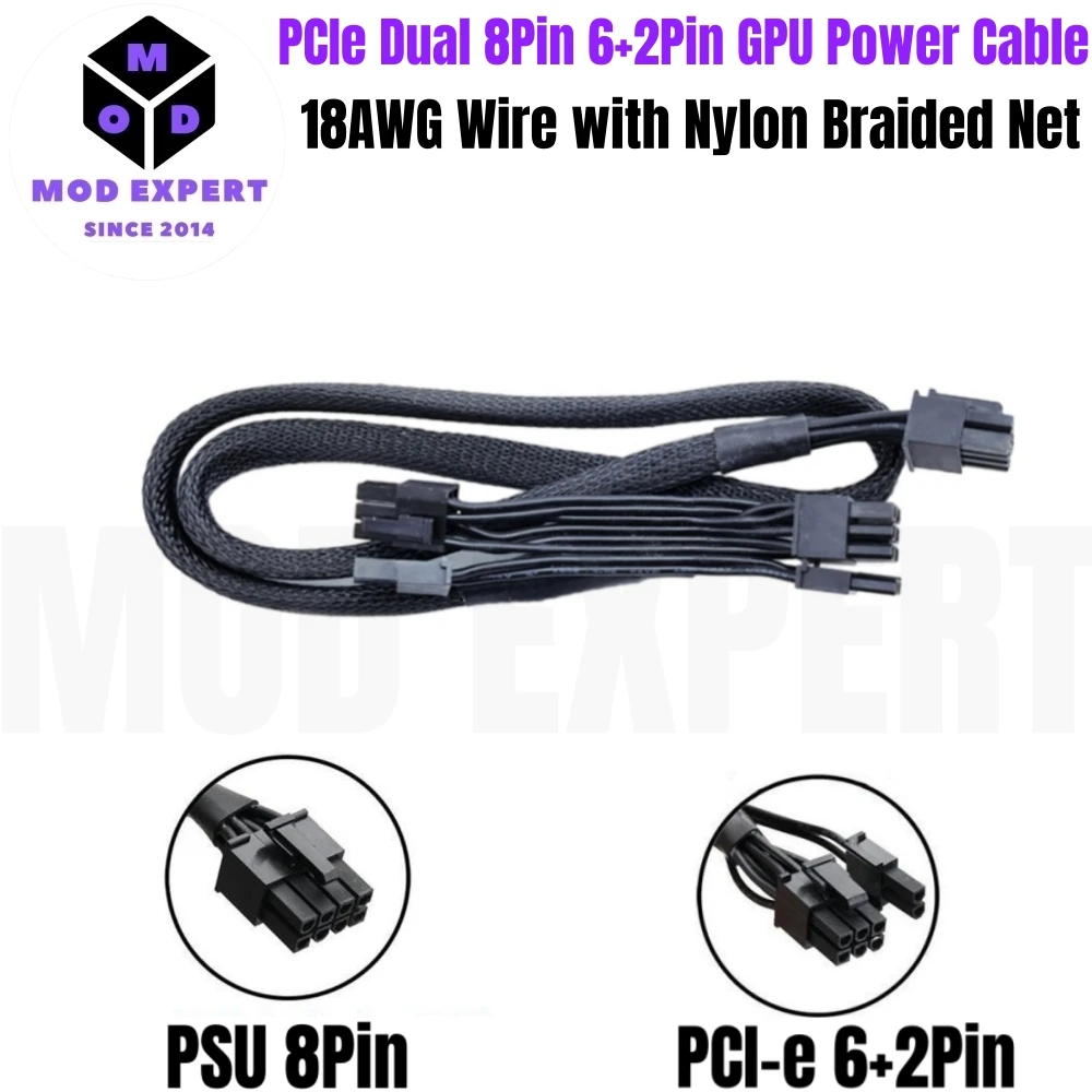 Modular Power Cable for Corsair RM1000, RM850, RM750, RM650, RM550, RM450 Type 3, GPU PCIe 8Pin, CPU 4+4Pin, SATA, Molex, 24Pin