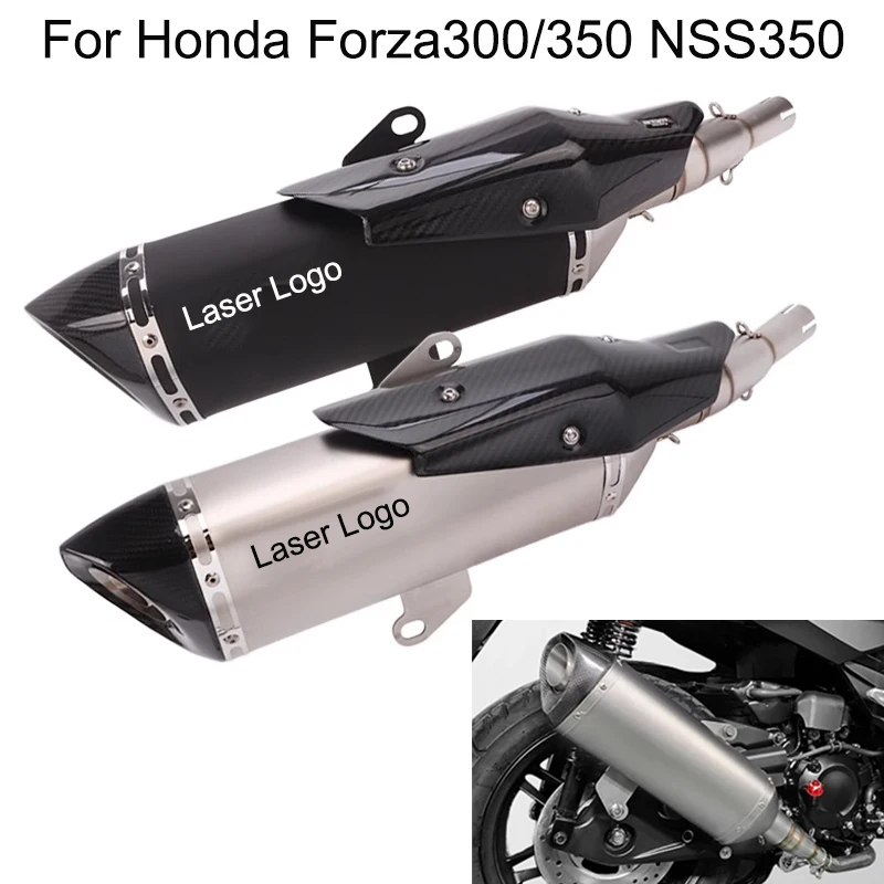 For Honda Forza 300 350 Forza300 2020 - 2024 Motorcycle Exhaust Escape System Modify Middle Llink Pipe 51mm Carbon Fiber Muffler