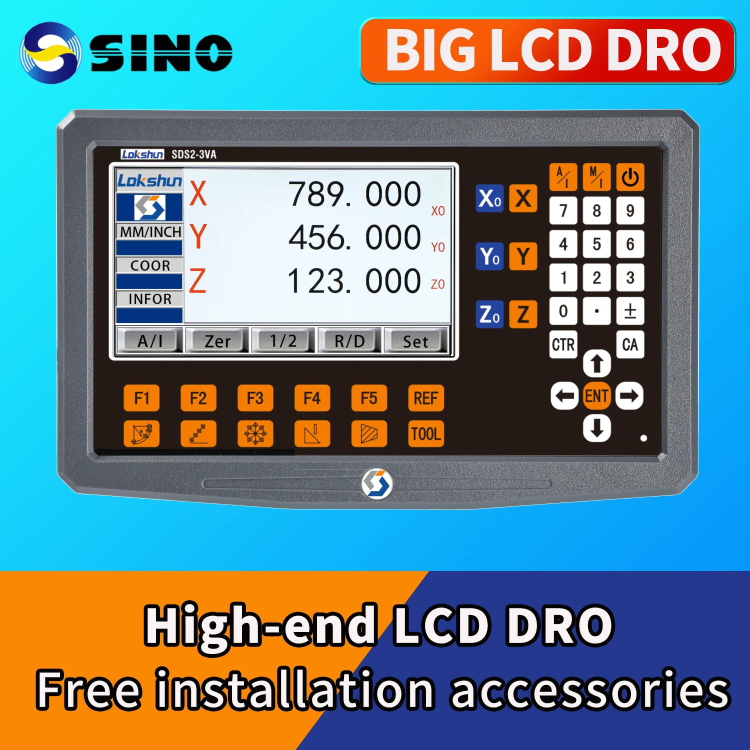 SINO SDS2-3VA Digital Readout Kit 3-Axis & 2-Axis LCD DRO With