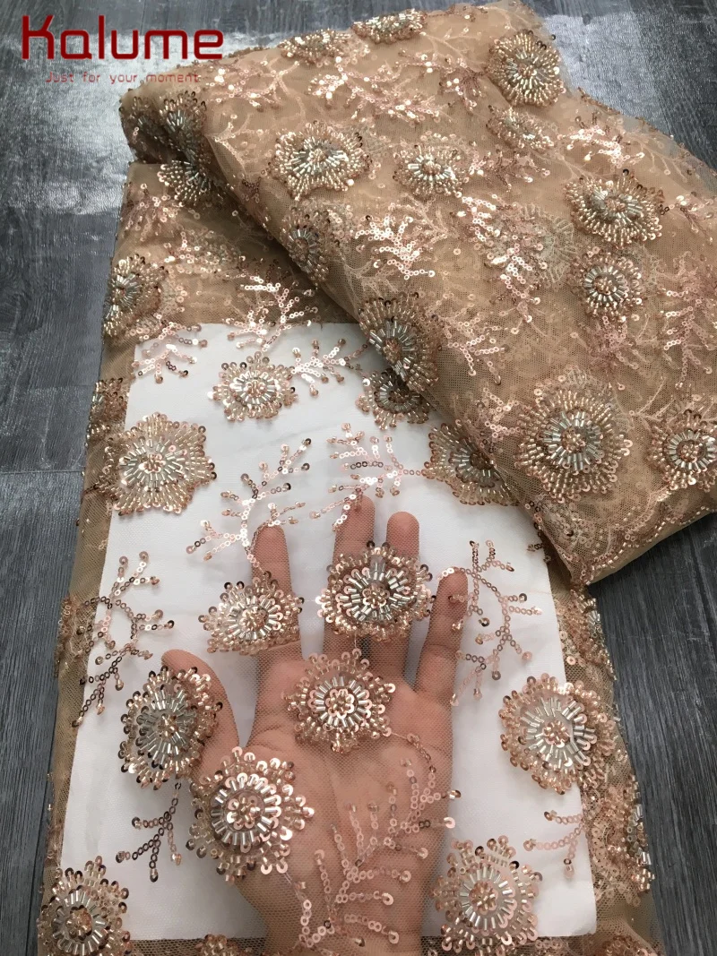 

Kalume French Lace Fabric With Plenty Beads African Lace Fabric Tulle Laces Fabric For Elegant Dress Material 5Yards F4221