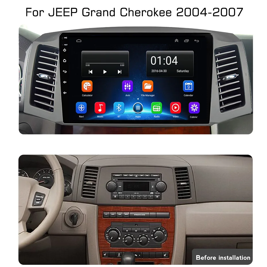 2din 8G+128G HD IPS Android 10 Car Radio Multimedia Player Carplay Auto GPS Navi DSP NO DVD For Jeep Grand Cherokee 2004-2007